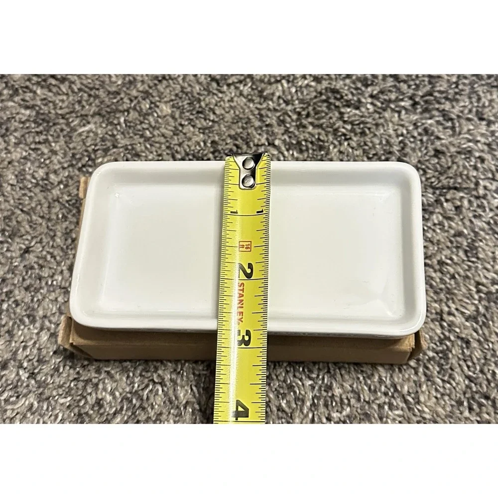 Arbonne Rectangular Glossy Porcelain Soap Tray - Catch All Trinket Tray